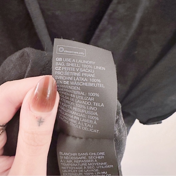 & Other Stories Linen Wrap Mini Dress Black - Picture 4 of 8